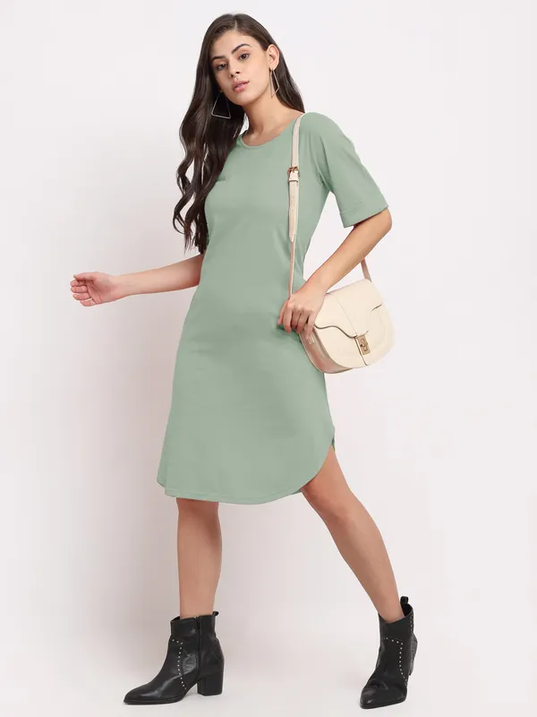 BRINNS_Purple_Solid_Pure_Cotton_A-Line_Midi_Dress