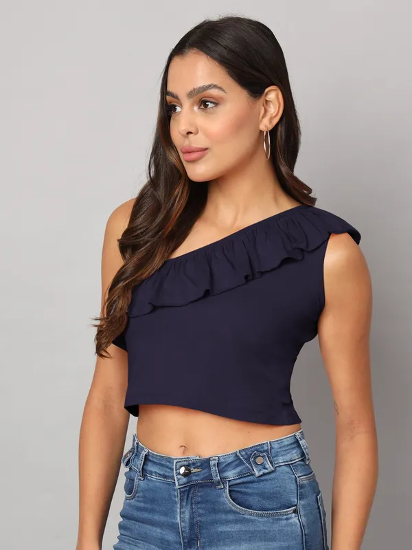 Navy_Cotton_Blend_Single_Jersey_Tops