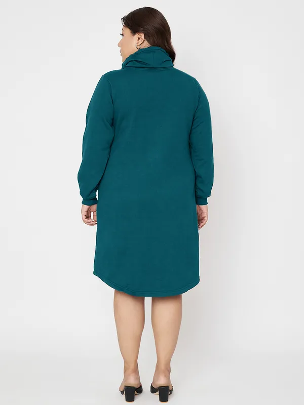 Plus_Size_Hooded_Cowl_Neck_Cuffed_Sleeves_Jumper_Dress