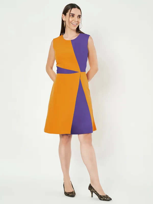 BRINNS_Women_Colourblocked_A-Line_Dress