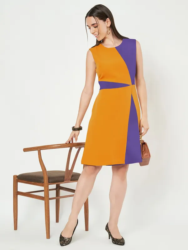 BRINNS_Women_Colourblocked_A-Line_Dress