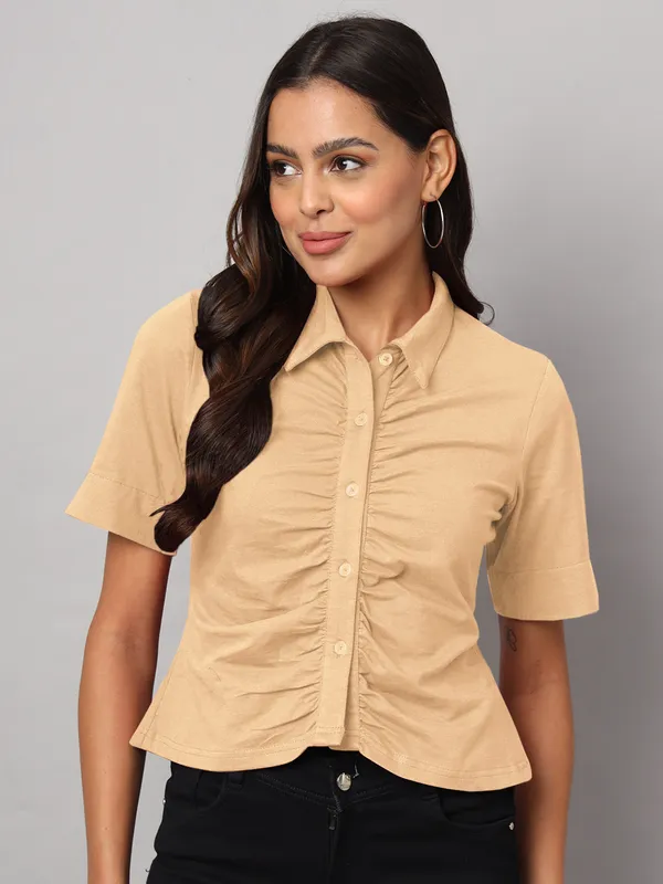 Dbeige_Cotton_Lycra_Shirts