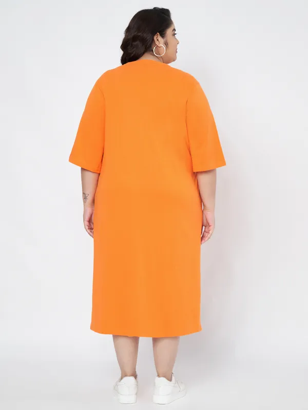 Orange_Cotton_Blend_Single_Jersey_Dresses