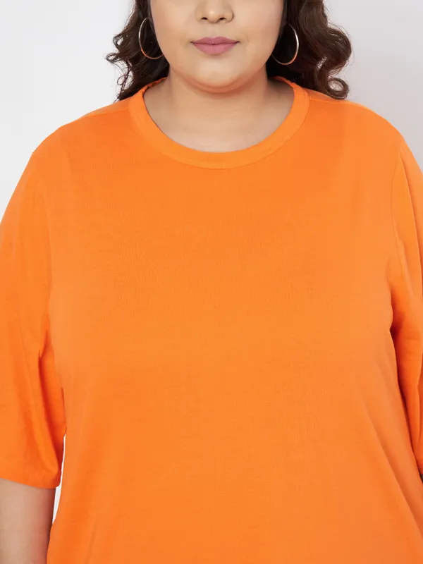 Orange_Cotton_Blend_Single_Jersey_Dresses