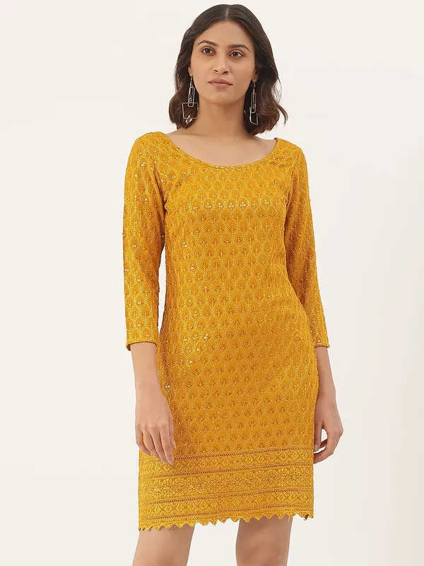 Mustard_Rayon_Sequinn_Dresses