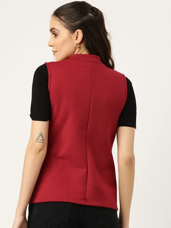 Plus_Size_Mock_Neck_Zip_Closure_Fleece_Tailored_Jacket