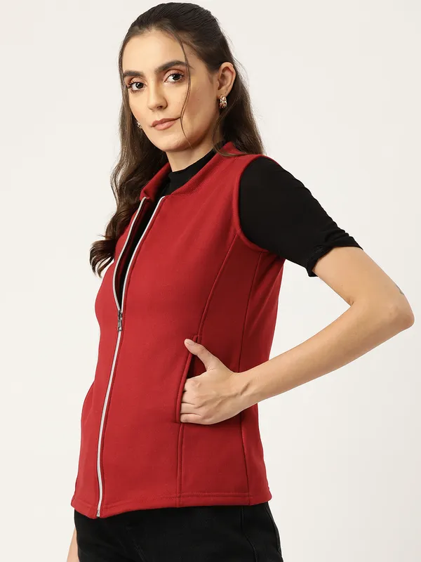 Plus_Size_Mock_Neck_Zip_Closure_Fleece_Tailored_Jacket