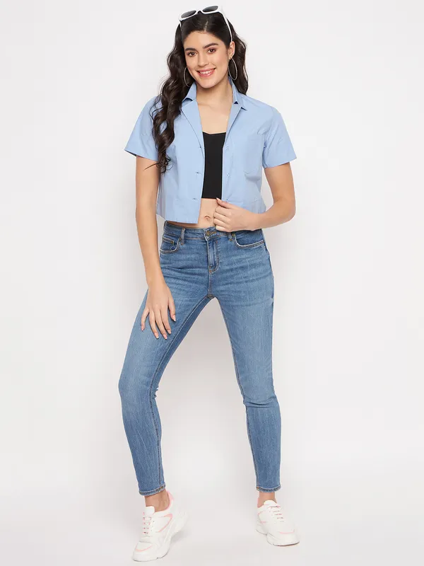 BRINNS_Women_Classic_Fit_Spread_Collar_Crop_Shirt