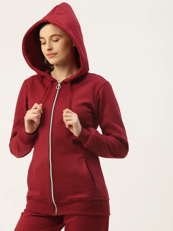 BRINNS_Women_Pink_Solid_Hooded_Sweatshirt