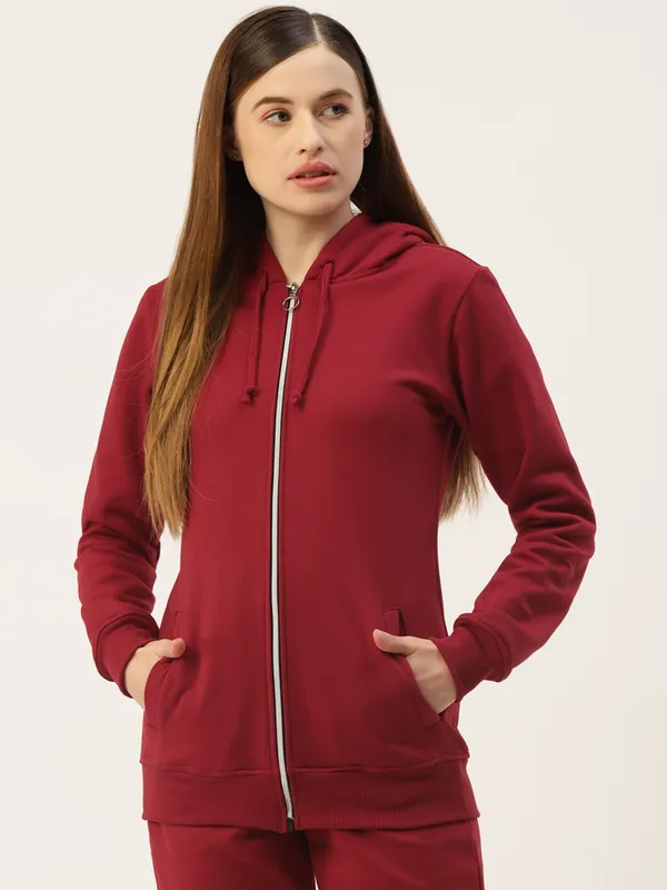 BRINNS_Women_Pink_Solid_Hooded_Sweatshirt