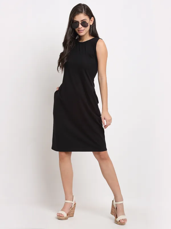 White_Solid_Pure_Cotton_A-Line_Midi_Dress