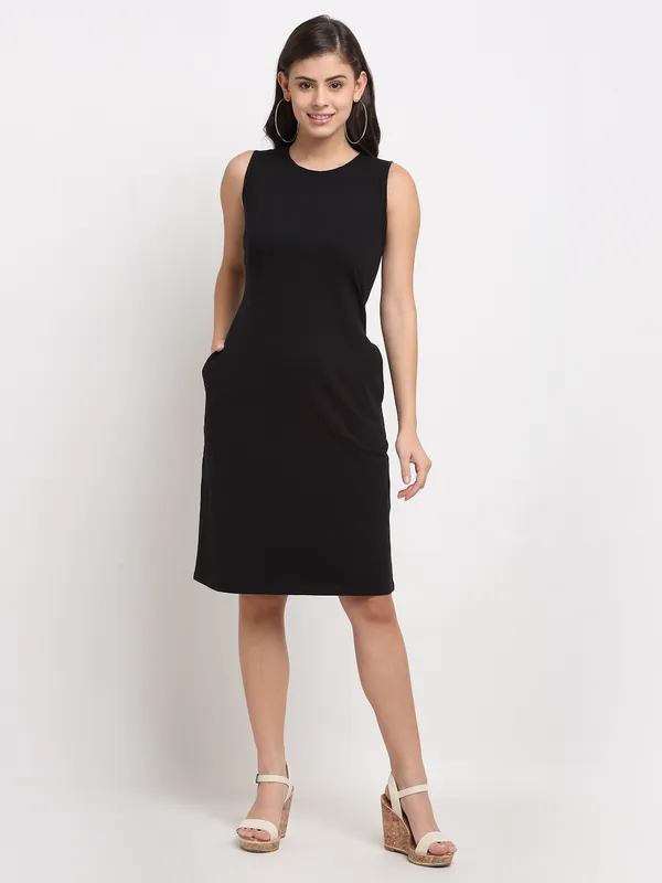 White_Solid_Pure_Cotton_A-Line_Midi_Dress