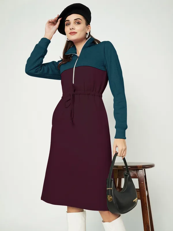 BRINNS_Women_Colourblocked_A-Line_Dress