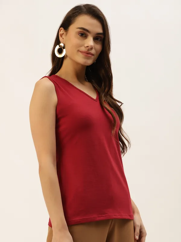 Maroon_Cotton_Lycra_Tops