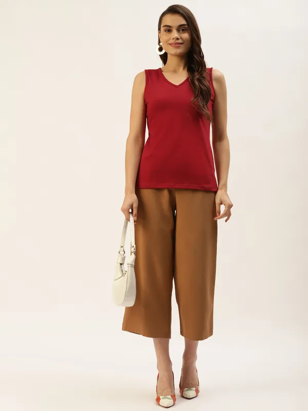 Maroon_Cotton_Lycra_Tops