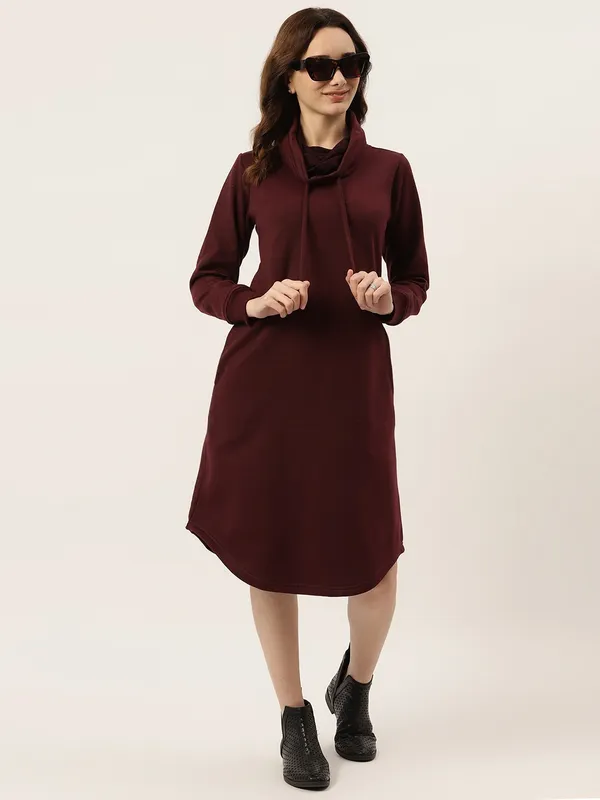 BRINNS_Plus_Size_Hooded_Cowl_Neck_Cuffed_Sleeves_Jumper_Dress