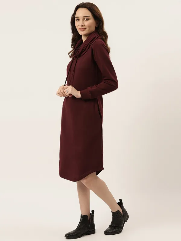 BRINNS_Plus_Size_Hooded_Cowl_Neck_Cuffed_Sleeves_Jumper_Dress