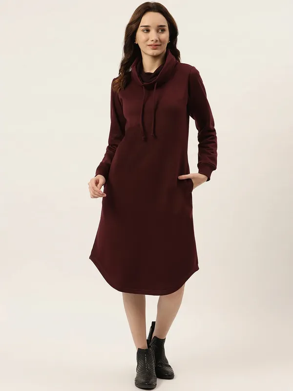 BRINNS_Plus_Size_Hooded_Cowl_Neck_Cuffed_Sleeves_Jumper_Dress
