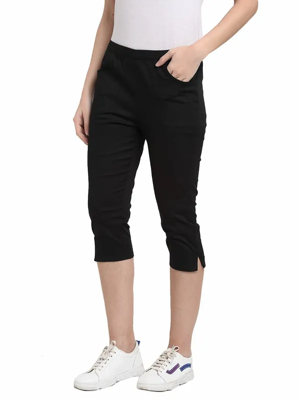 Black_COTTON_Poplin_Lycra_Capris