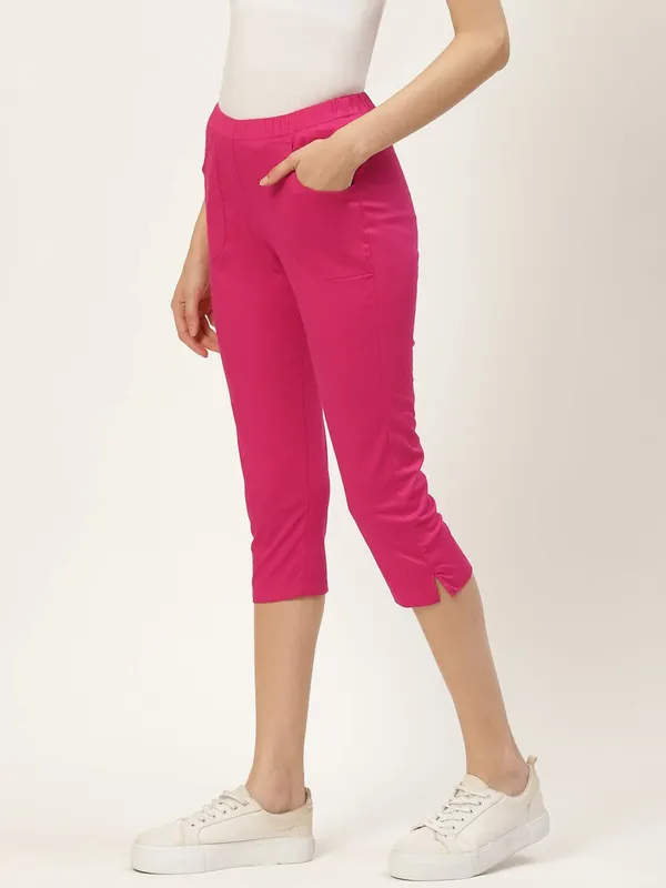 Magenta_COTTON_Poplin_Lycra_Capris