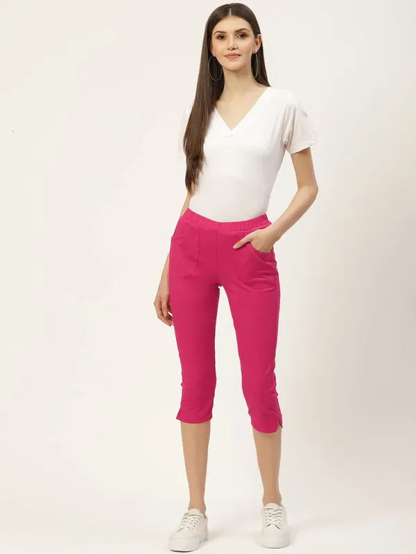 Magenta_COTTON_Poplin_Lycra_Capris