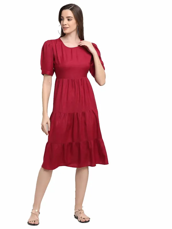 Maroon_Rayon_Solid_Dresses