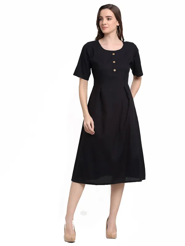 Black_Rayon_Solid_Dresses