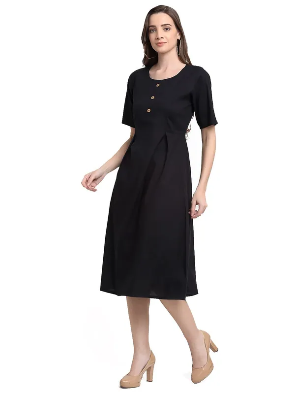 Black_Rayon_Solid_Dresses