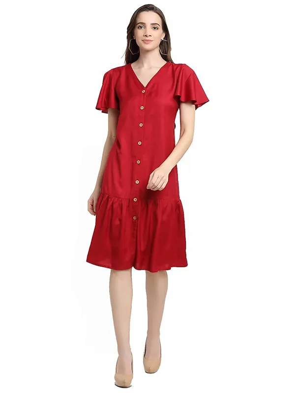 Maroon_Rayon_Solid_Dresses