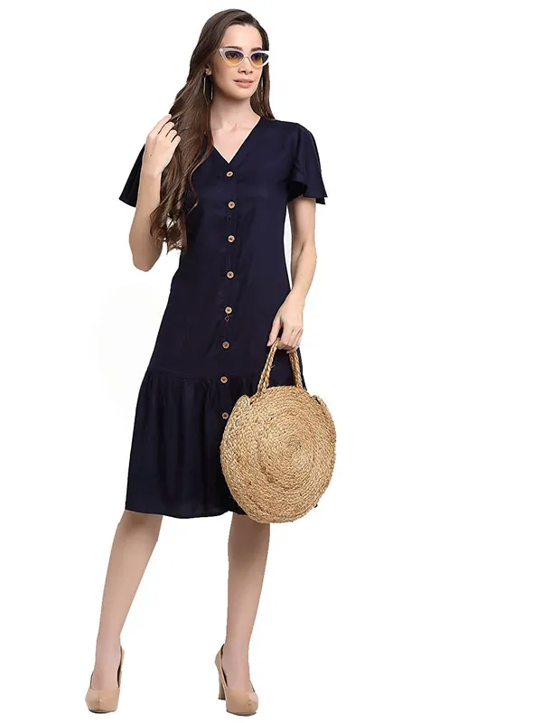 White_Rayon_Solid_Dresses_For_Women
