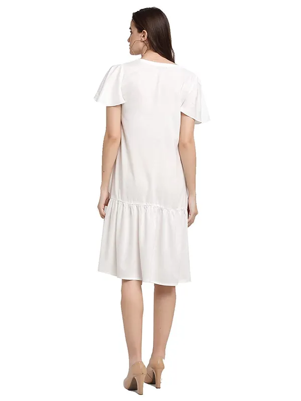 White_Rayon_Solid_Dresses_For_Women