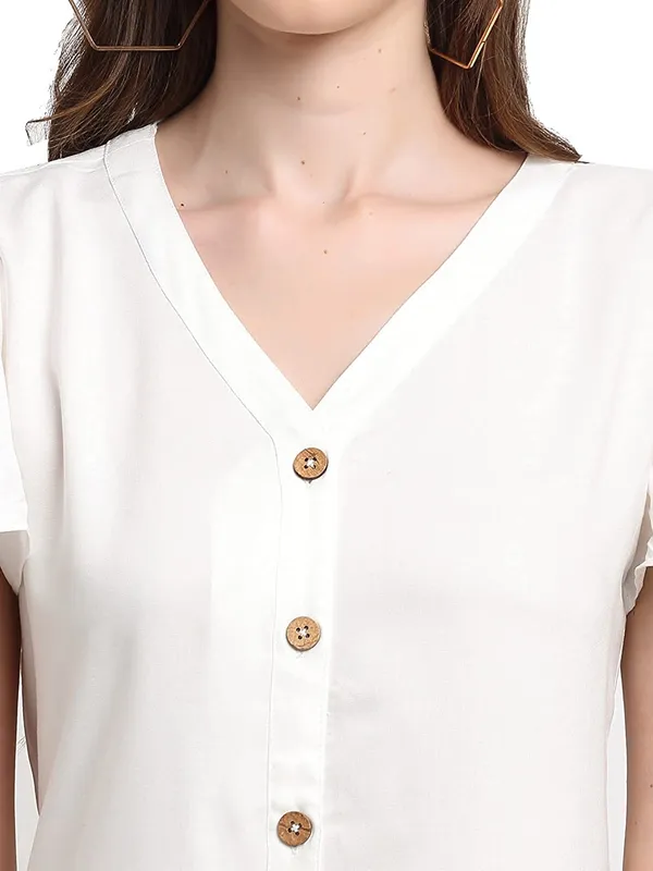 White_Rayon_Solid_Dresses_For_Women