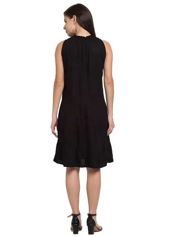 Black_Rayon_Solid_Dresses
