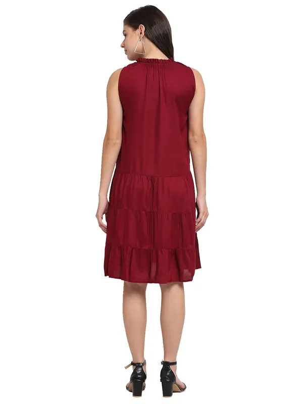Maroon_Rayon_Solid_Dresses