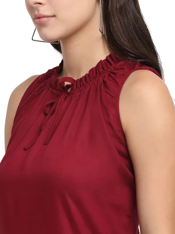 Maroon_Rayon_Solid_Dresses