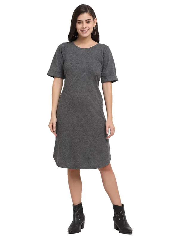 Purple_Solid_Pure_Cotton_A-Line_Midi_Dress