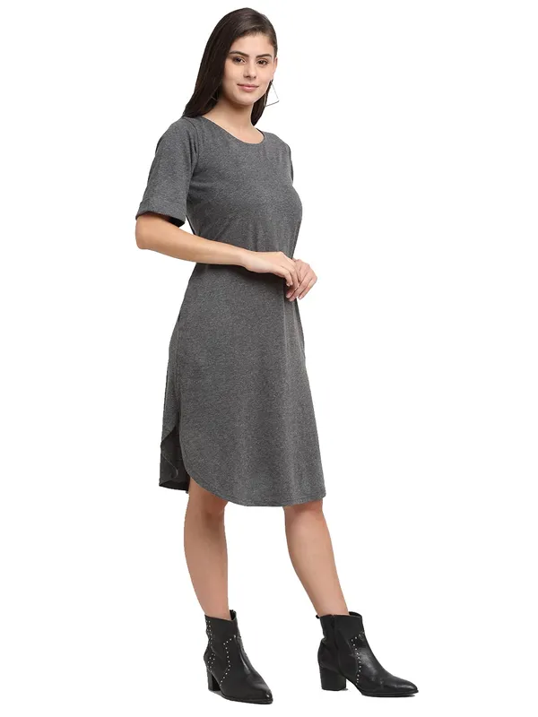 Purple_Solid_Pure_Cotton_A-Line_Midi_Dress