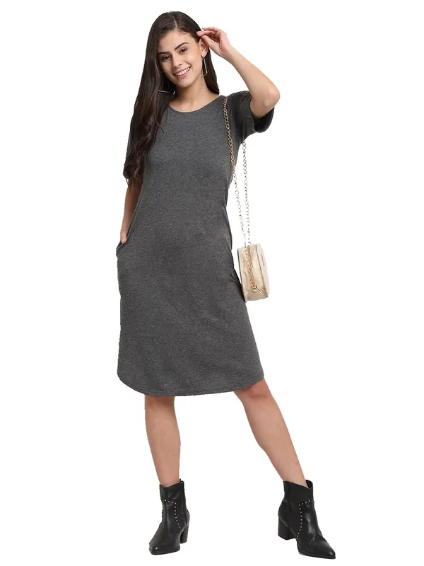 Purple_Solid_Pure_Cotton_A-Line_Midi_Dress