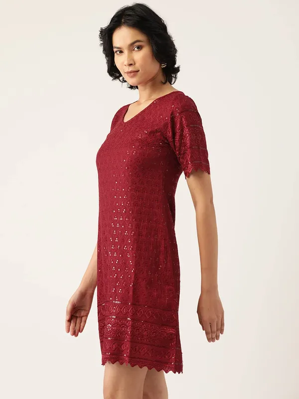 Maroon_Rayon_Sequinn_Dresses