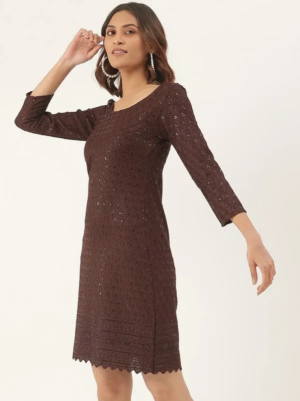 Brown_Rayon_Sequinn_Dresses