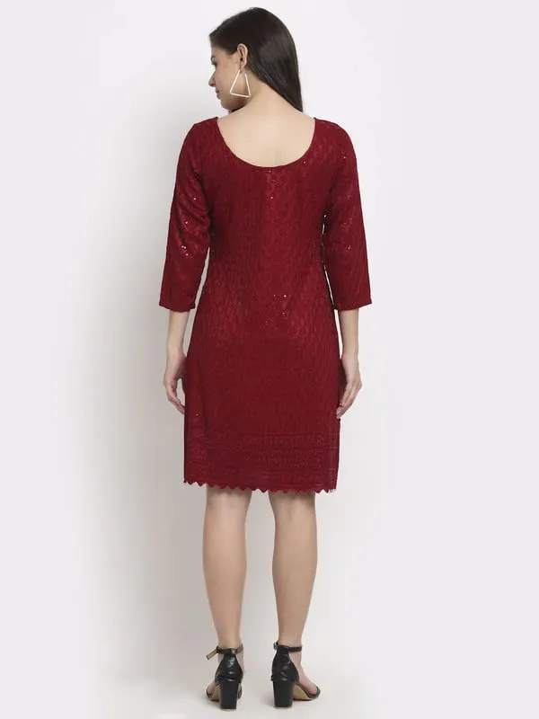 Maroon_Rayon_Sequinn_Dresses