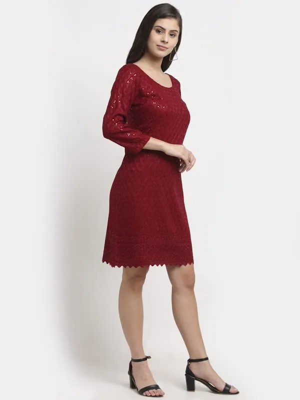 Maroon_Rayon_Sequinn_Dresses