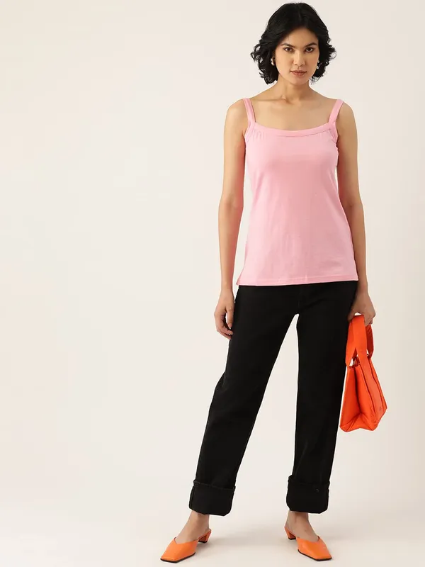 Pink_Cotton_Lycra_Camisoles