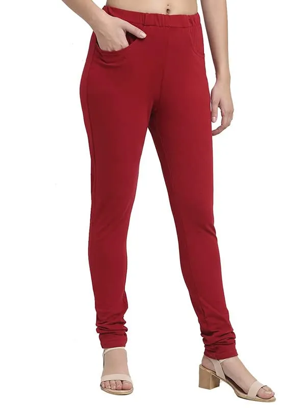 Maroon_Cotton_Lycra_Leggings