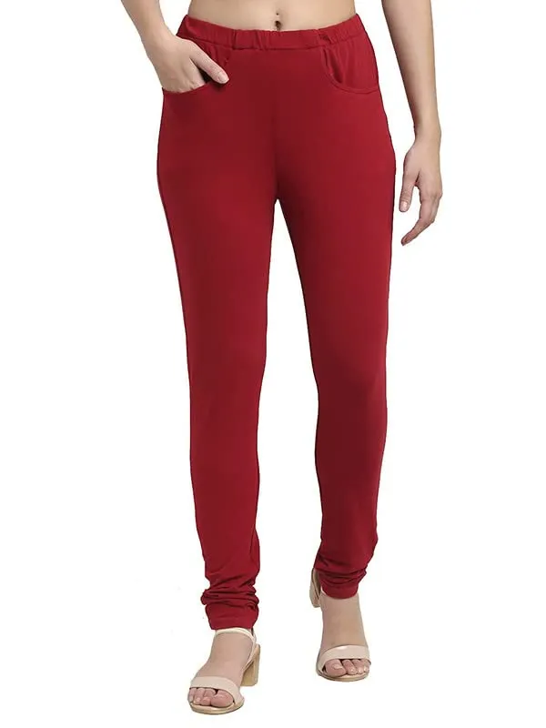 Maroon_Cotton_Lycra_Leggings