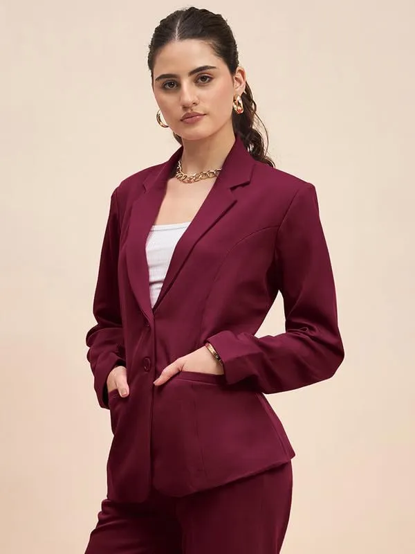 Burgundy_Polyester_Lycra_Blazers
