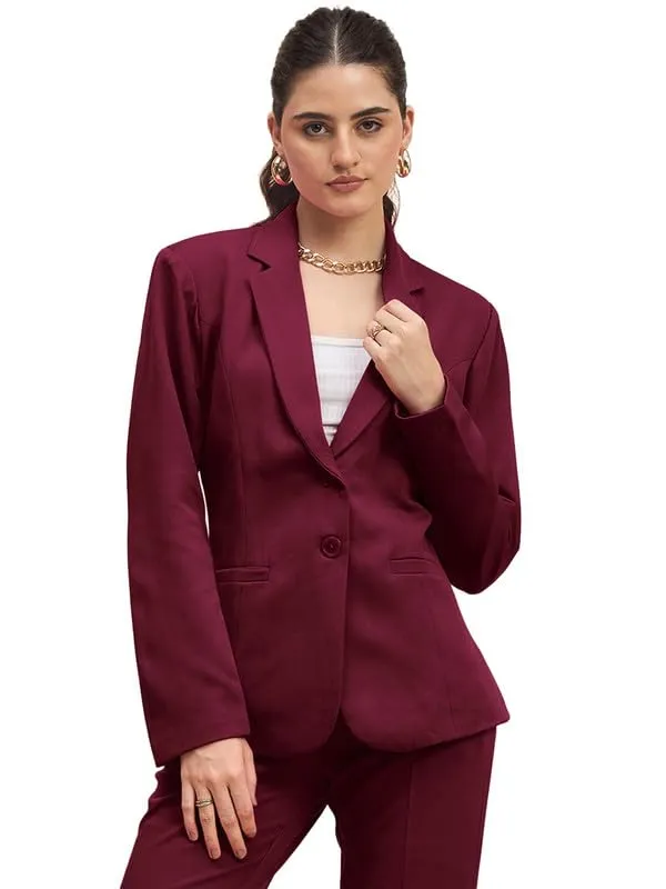 Burgundy_Polyester_Lycra_Blazers