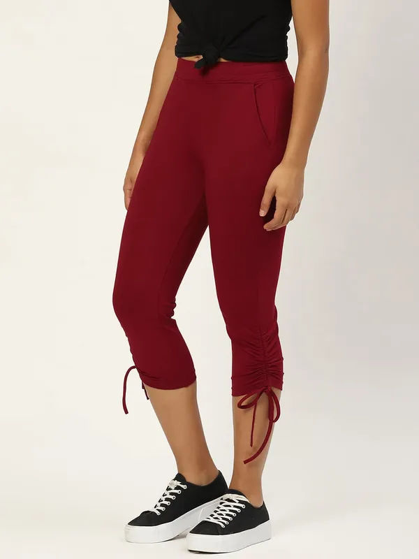 Maroon_Cotton_Loop_Teri_Capris