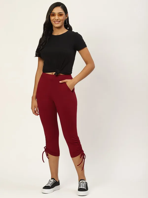 Maroon_Cotton_Loop_Teri_Capris