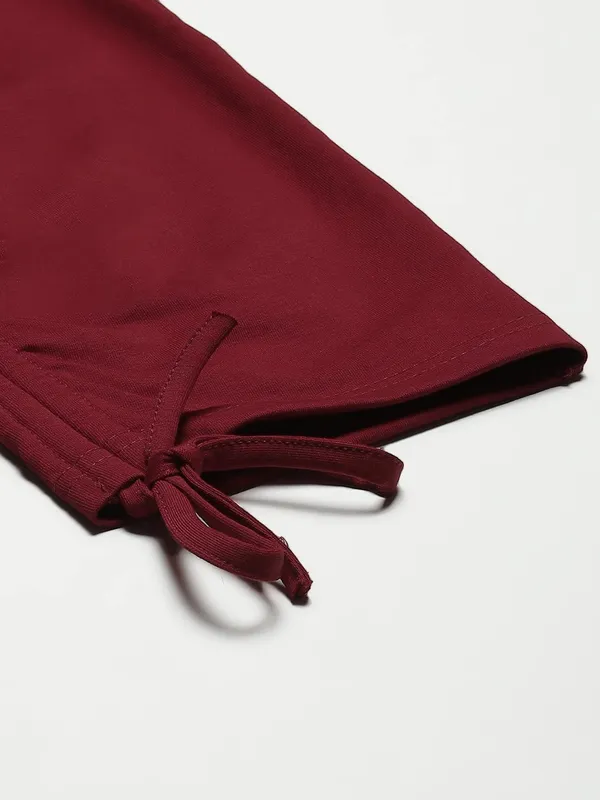 Maroon_Cotton_Loop_Teri_Capris